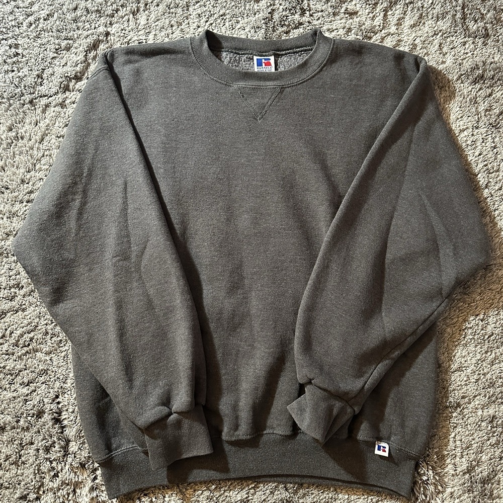 Russell Athletic Vintage Blank Gray Blue Sweatshirt Size Medium Cotton Pullover